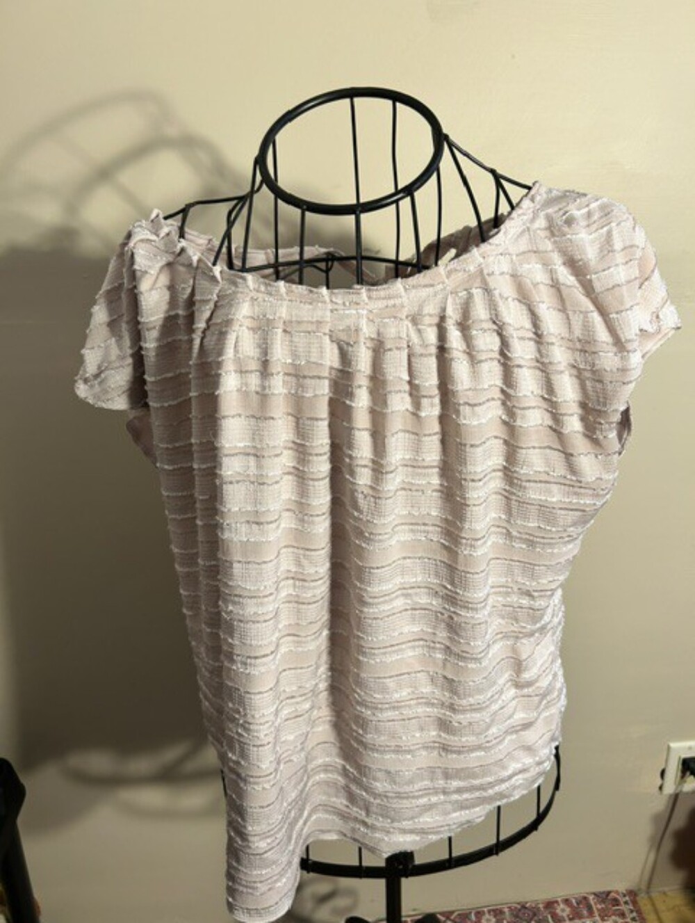 size large   womens shirt top blouse light pale pink  cottage core